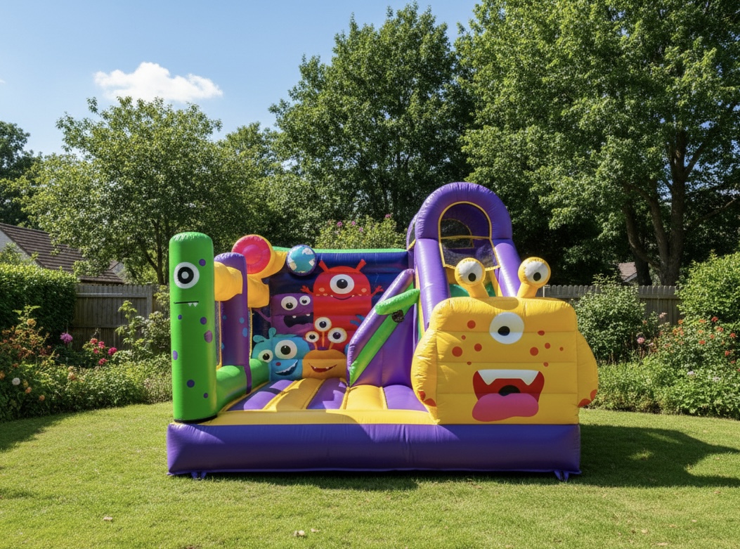 Castillo hinchable Monstruitos colorido para fiestas infantiles en Madrid
