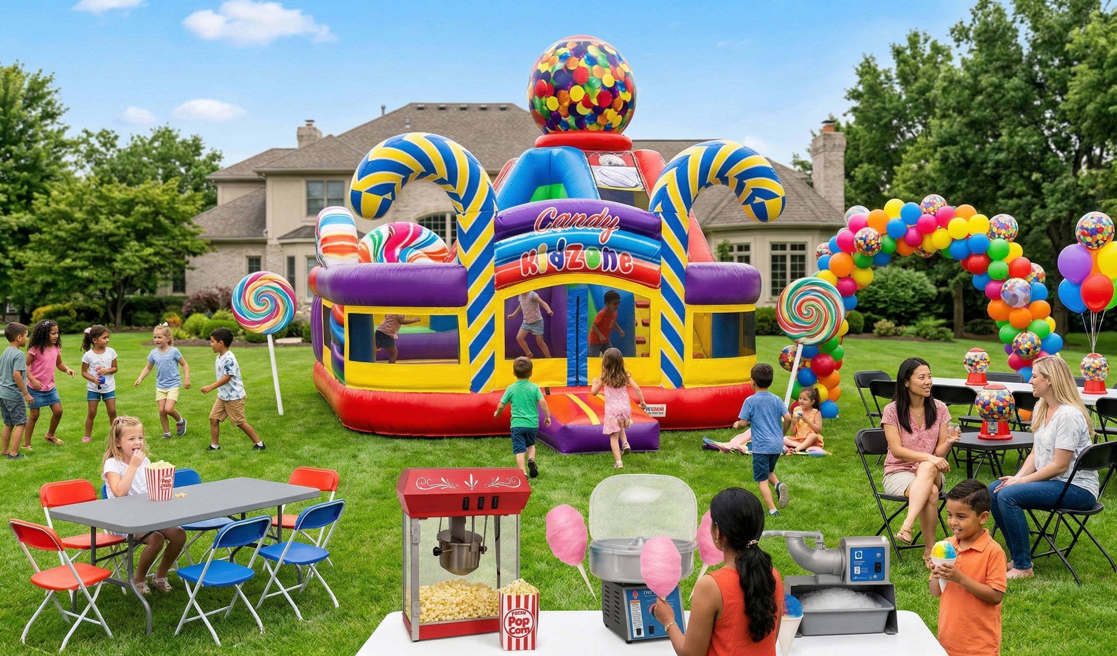 Castillo hinchable de colores para fiestas infantiles en Madrid - alquiler de hinchables